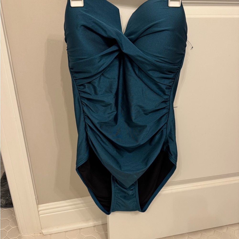 Calvin Klein Teal Swimsuit with Twist Front